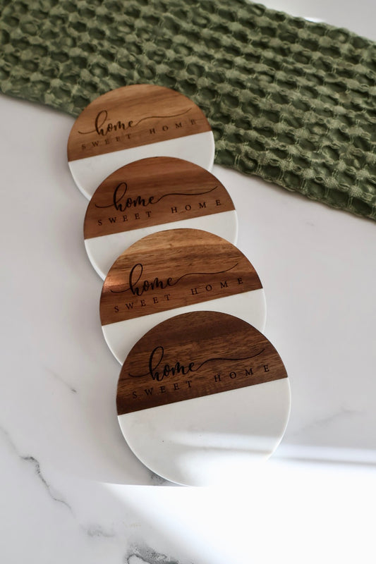 Personalized Set of 4 Coasters – Custom Home or Realtor Gift