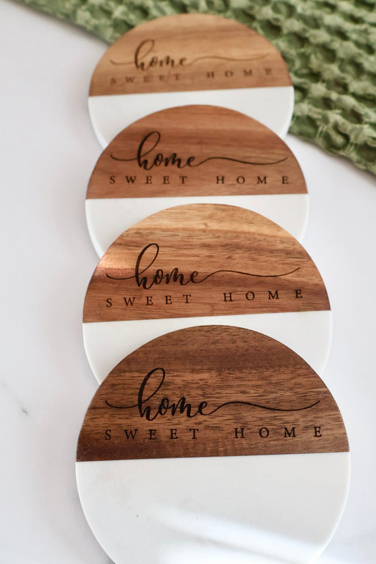 Personalized Set of 4 Coasters – Custom Home or Realtor Gift